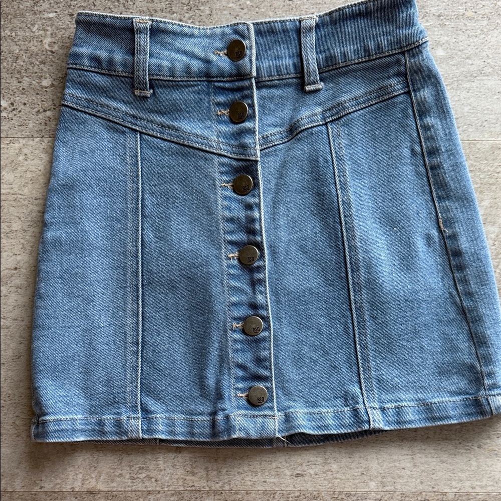 RSQ Blue Denim Mini Skirt with Button Detail